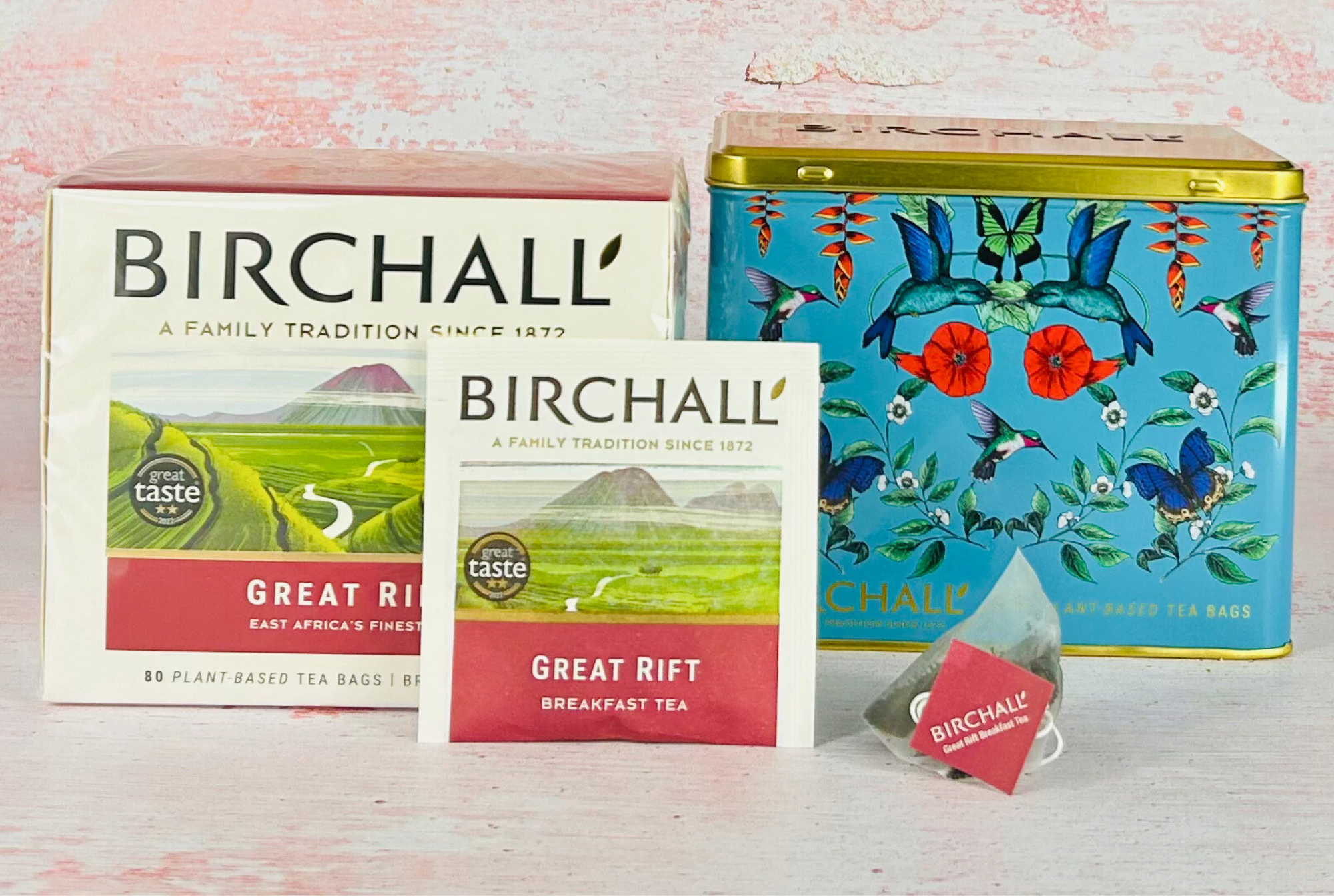 Birchall Africa Tea Caddy and 80 Great Rift Bags - nibula