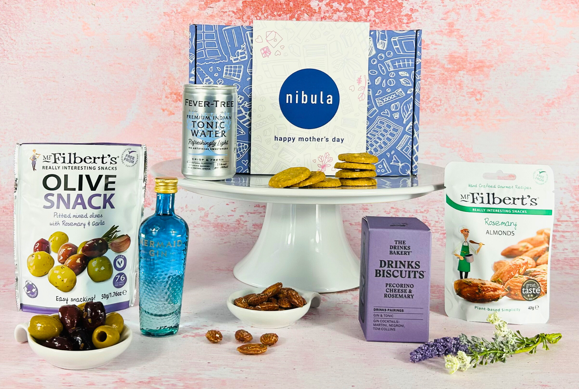 Mother’s Day Mermaid Gin & Savoury Treats Gift Box - nibula
